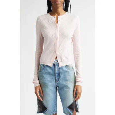 Area Girly Crystal Rib Cotton Cardigan In Pink