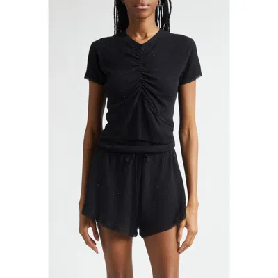 Area Girly Crystal Rib Cotton Sweater In Black