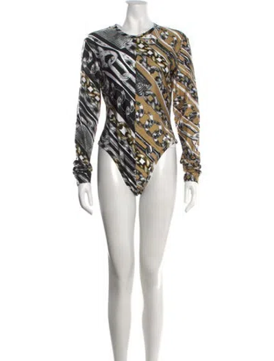 Pre-owned Area Graphic Print Crew Neck Bodysuit In Multicolor