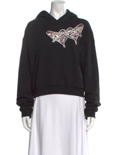 Pre-owned Area Graphic Print Crew Neck Hoodie In Black