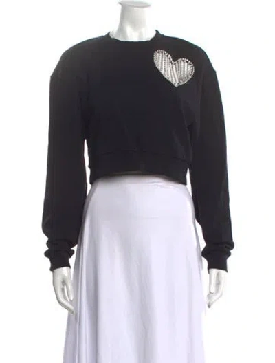 Pre-owned Area Graphic Print Crew Neck Sweater In Black