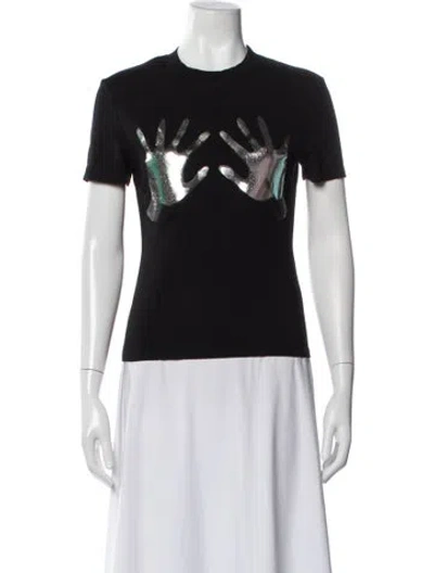 Pre-owned Area Graphic Print Crew Neck T-shirt In Black