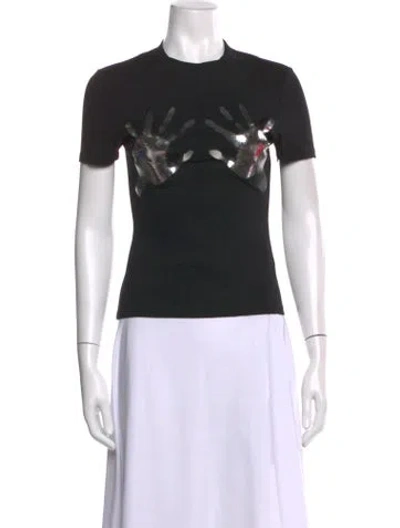 Pre-owned Area Graphic Print Crew Neck T-shirt In Black