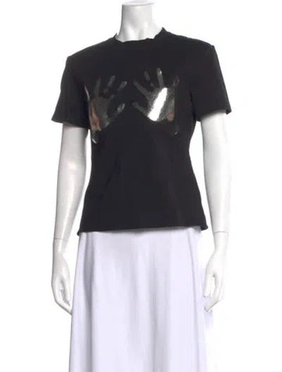 Pre-owned Area Graphic Print Crew Neck T-shirt In Black