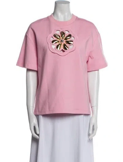 Pre-owned Area Graphic Print Crew Neck T-shirt In Pink