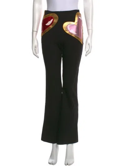 Pre-owned Area Graphic Print Flared Pants In Black