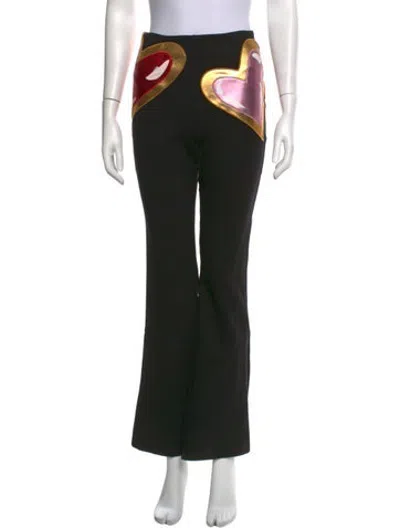Pre-owned Area Graphic Print Flared Pants In Black