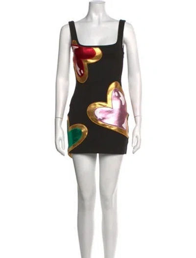 Pre-owned Area Graphic Print Mini Dress In Black