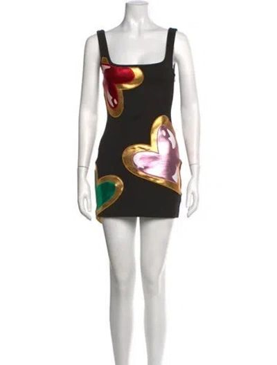 Pre-owned Area Graphic Print Mini Dress In Black