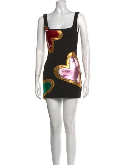 Pre-owned Area Graphic Print Mini Dress In Black
