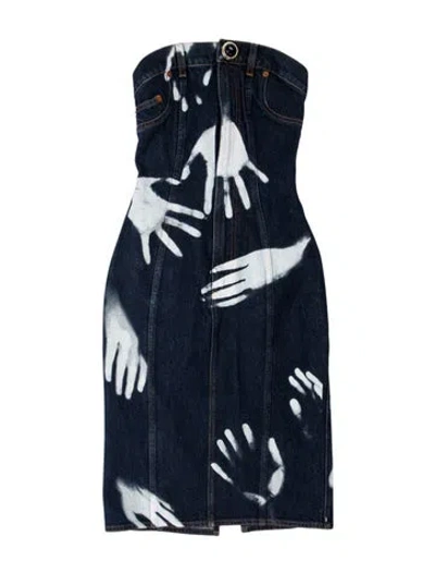 Pre-owned Area Graphic Print Mini Dress In Blue