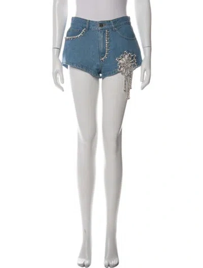 Pre-owned Area Graphic Print Mini Shorts In Blue