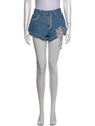 Pre-owned Area Graphic Print Mini Shorts In Blue