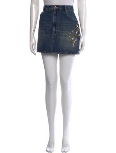 Pre-owned Area Graphic Print Mini Skirt In Blue