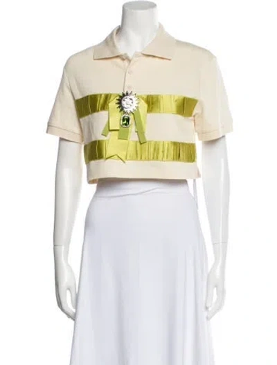 Pre-owned Area Graphic Print Short Sleeve Crop Top W/ Tags In White