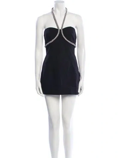 Pre-owned Area Halterneck Mini Dress In Black
