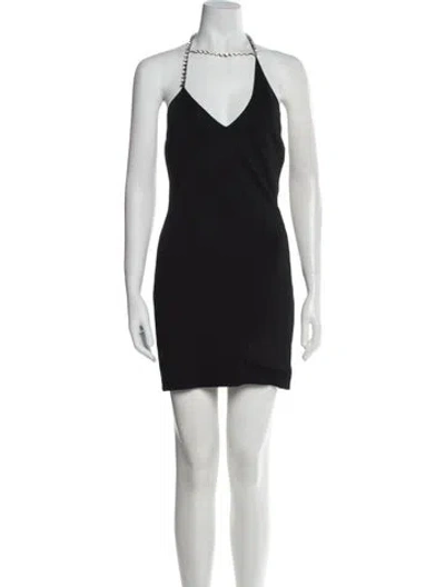 Pre-owned Area Halterneck Mini Dress In Black