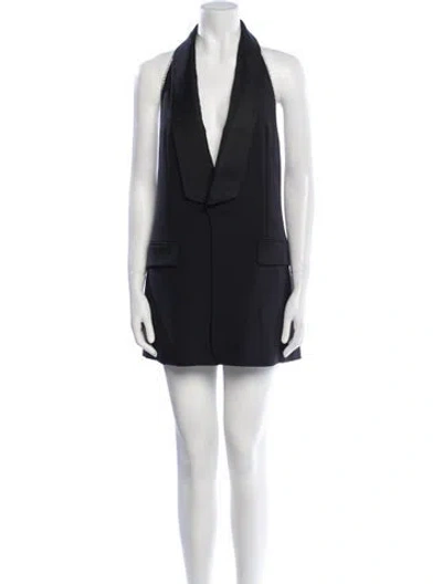 Pre-owned Area Halterneck Mini Dress In Black