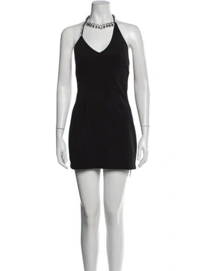 Pre-owned Area Halterneck Mini Dress In Black