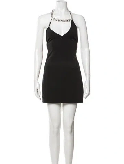 Pre-owned Area Halterneck Mini Dress In Black
