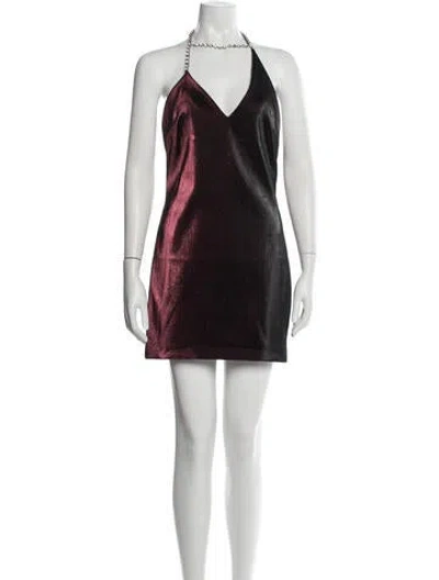 Pre-owned Area Halterneck Mini Dress In Burgundy