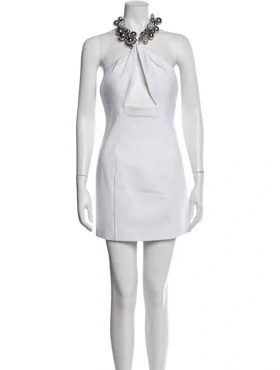 Pre-owned Area Halterneck Mini Dress In Neutral