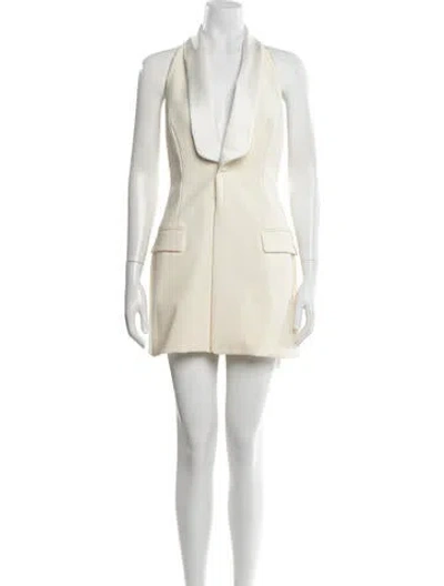 Pre-owned Area Halterneck Mini Dress In Neutrals
