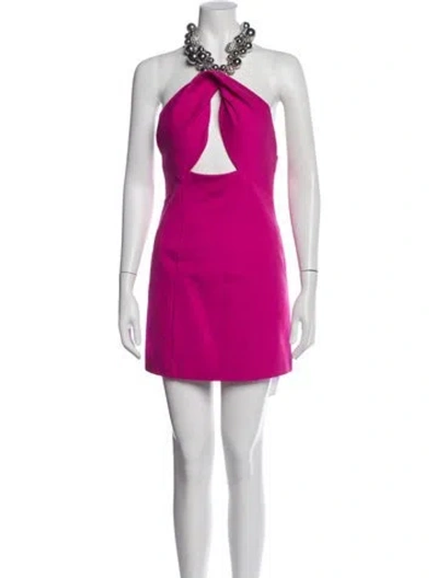 Pre-owned Area Halterneck Mini Dress In Pink