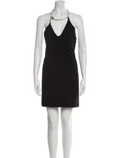 Pre-owned Area Halterneck Mini Dress W/ Tags In Black