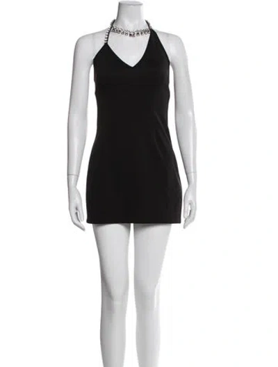 Pre-owned Area Halterneck Mini Dress W/ Tags In Black