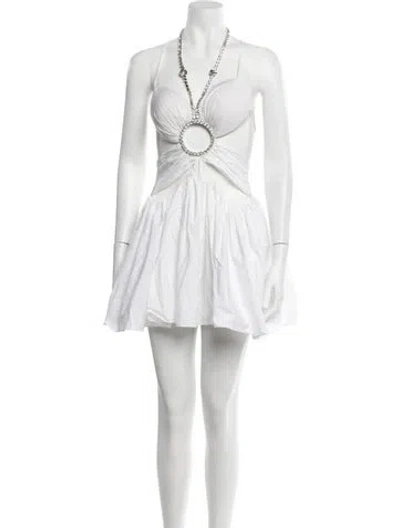 Pre-owned Area Halterneck Mini Dress In White
