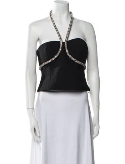 Pre-owned Area Halterneck Sleeveless Crop Top In Black