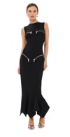 Area Zip-detailed Cady Maxi Dress In Black