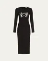 Area Handprint Long-sleeved Minidress In Black
