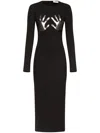 Area Handprint Long-sleeved Minidress In Black