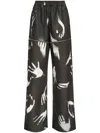 Area Handprint Slit Track Pants In Black