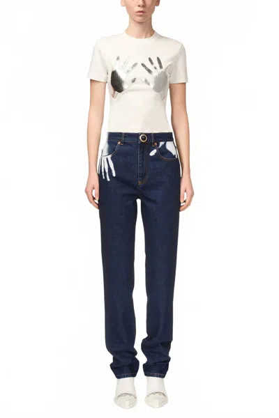 Area Handprint Straight Leg Jean In Dark Blue In Black