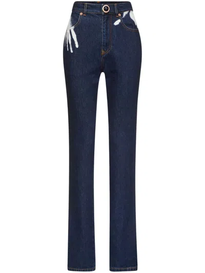 Area Handprint Straight-leg Jeans In Blue