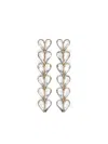 Area Heart Drop Crystal Earrings In Gold