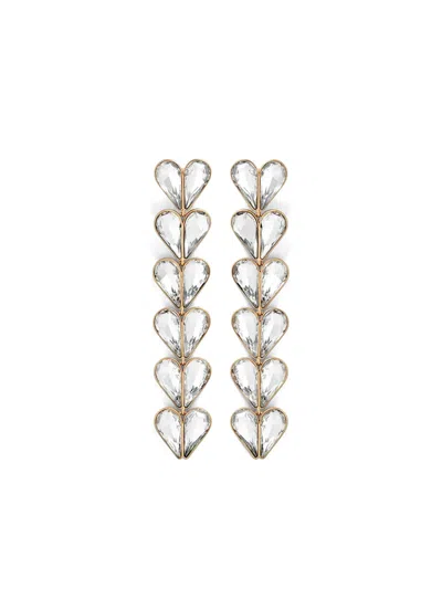 Area Heart Drop Crystal Earrings In Gold