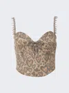 Area Studded Strap Heart Corset Top With Crystals In Brown