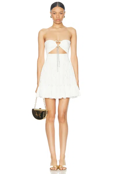Area Strapless Embellished Broderie Anglaise Cotton Mini Dress In White