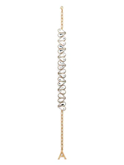 Area Heart Motif Crystal Chocker In Gold