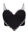 Area Heart-motif Crystal-embellished Top In Black