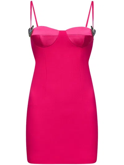 AREA HEART-MOTIF TWILL MINI DRESS