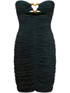 Area Ruched Strapless Mini Dress With Heart Detail In Green