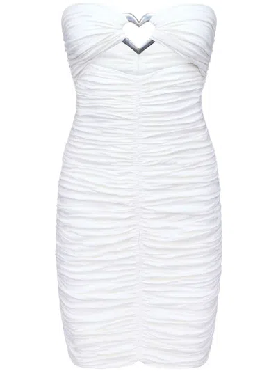 Area Heart-ring Ruched Mini Dress In White