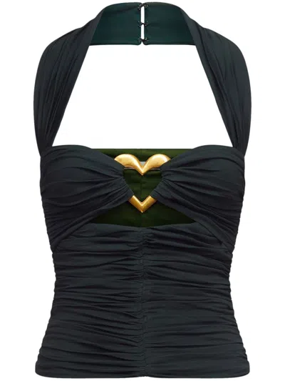 AREA HEART RUCHED HALTER TOP