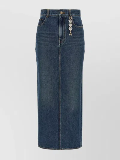 Area High-waisted Midi Skirt Zip Slit In Blue