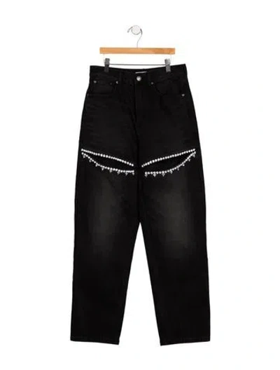 Pre-owned Area High-rise Straight Leg Jeans In Black